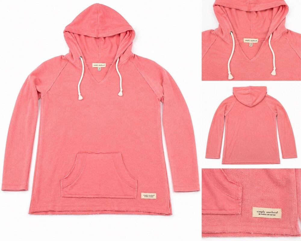 Simply Southern Women’s Small Pink Hooded Pullover Lightweight Beach Hoodie
